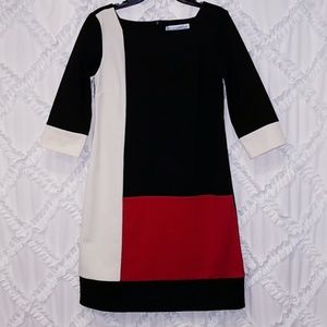 Jessica Howard Color Block Red Black Dress Size 10